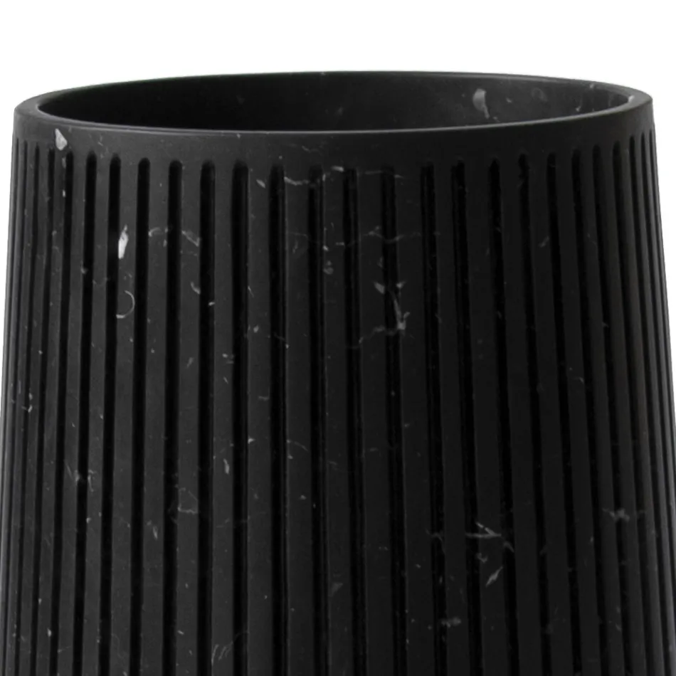 Decorative Vase in White Carrara Marble or Portoro Design with Stripes - Cairo Viadurini