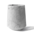 Decorative Vase in White Carrara Marble or Portoro Design with Stripes - Cairo Viadurini