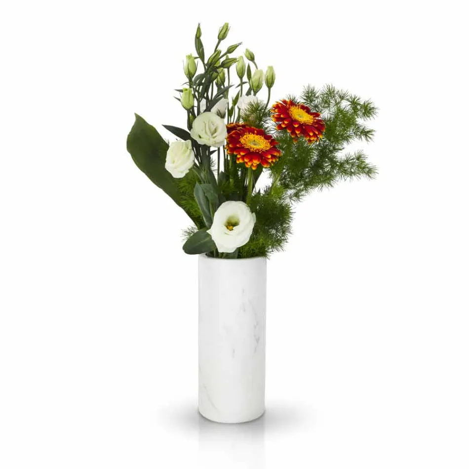 White Carrara Marble Decorative Vase Made in Italy Design - Nevea Viadurini