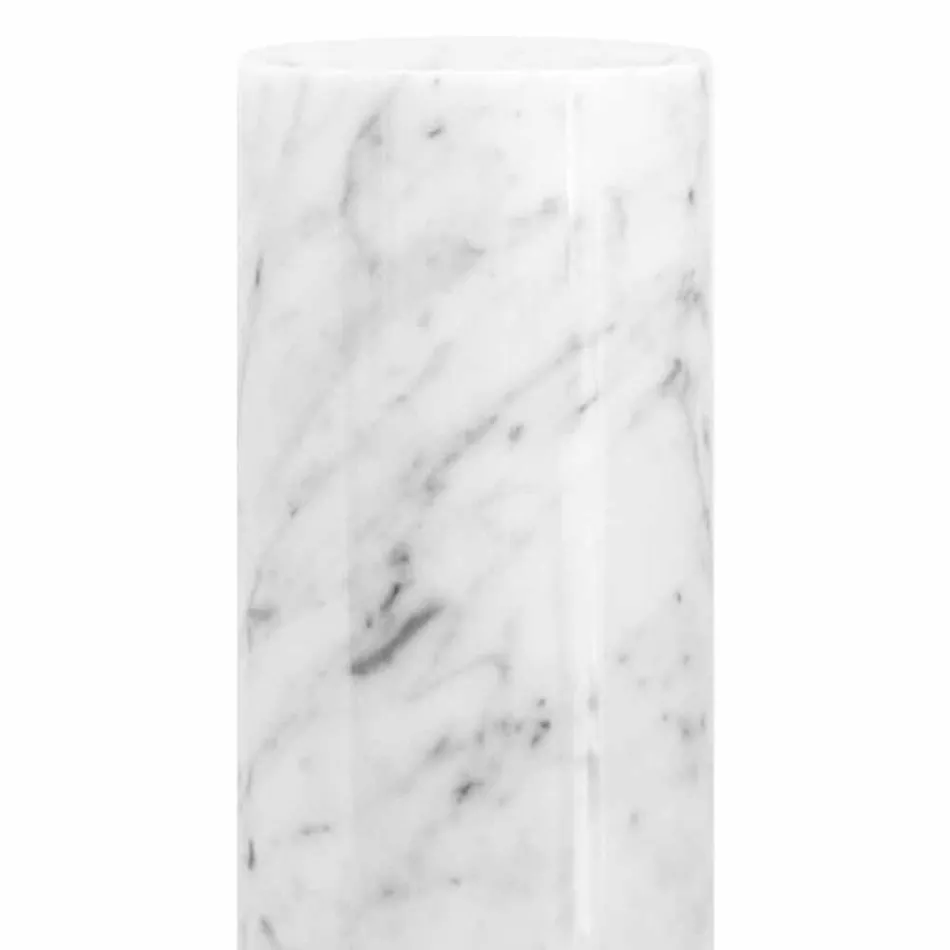 White Carrara Marble Decorative Vase Made in Italy Design - Nevea Viadurini