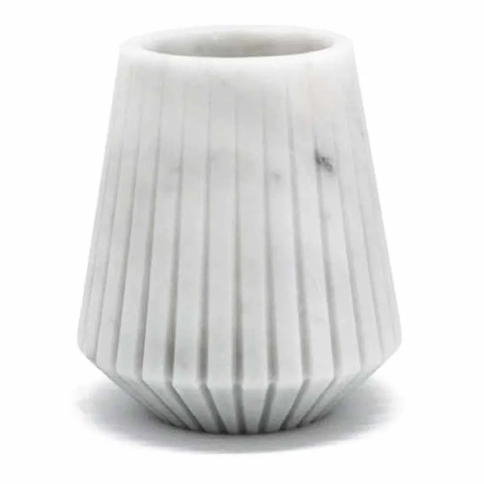 Modern White Carrara Marble Decorative Vase Made in Italy - Cairo Viadurini