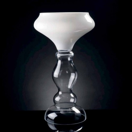Modern Decorative Vase in White and Transparent Glass Made in Italy - Vulcano Viadurini