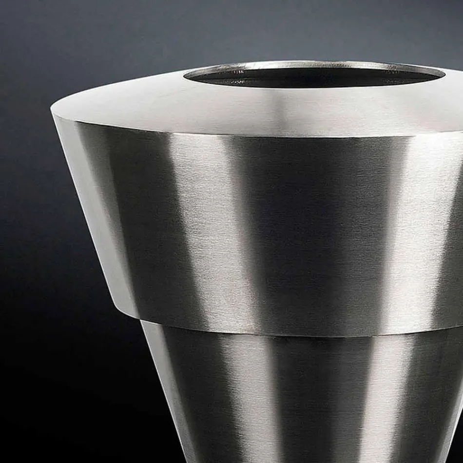 Indoor Decorative Vase in Satin Steel Made in Italy - Gardeno Viadurini