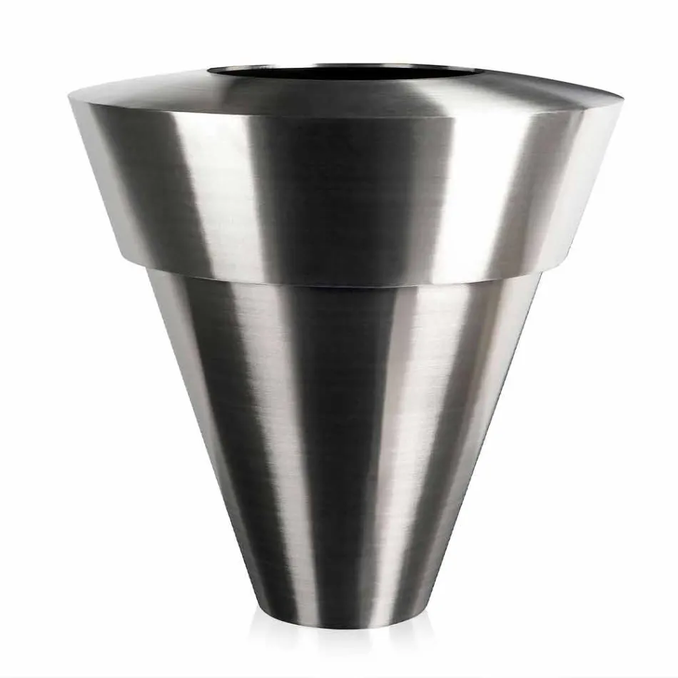 Indoor Decorative Vase in Satin Steel Made in Italy - Gardeno Viadurini