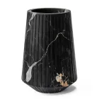 Vase of White Carrara Marble or Black Portoro Striped Design - Cairo Viadurini