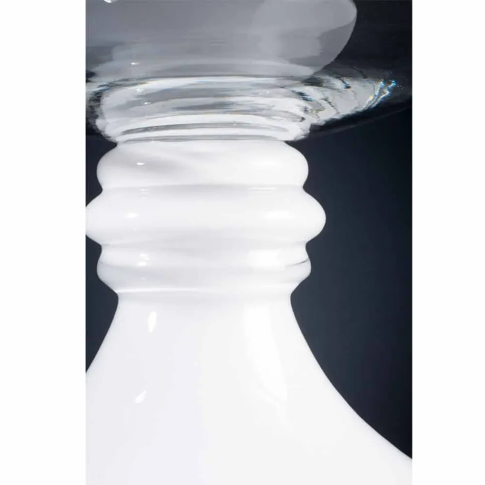 Elegant Indoor Vase in White and Transparent Glass Made in Italy - Allegra Viadurini