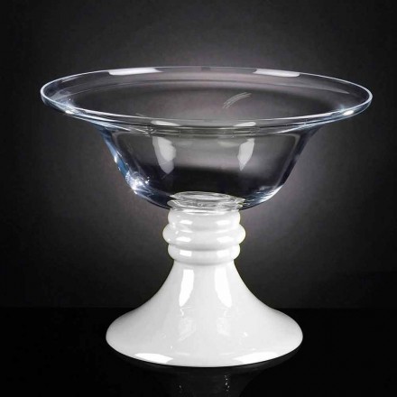 Elegant Indoor Vase in White and Transparent Glass Made in Italy - Allegra Viadurini