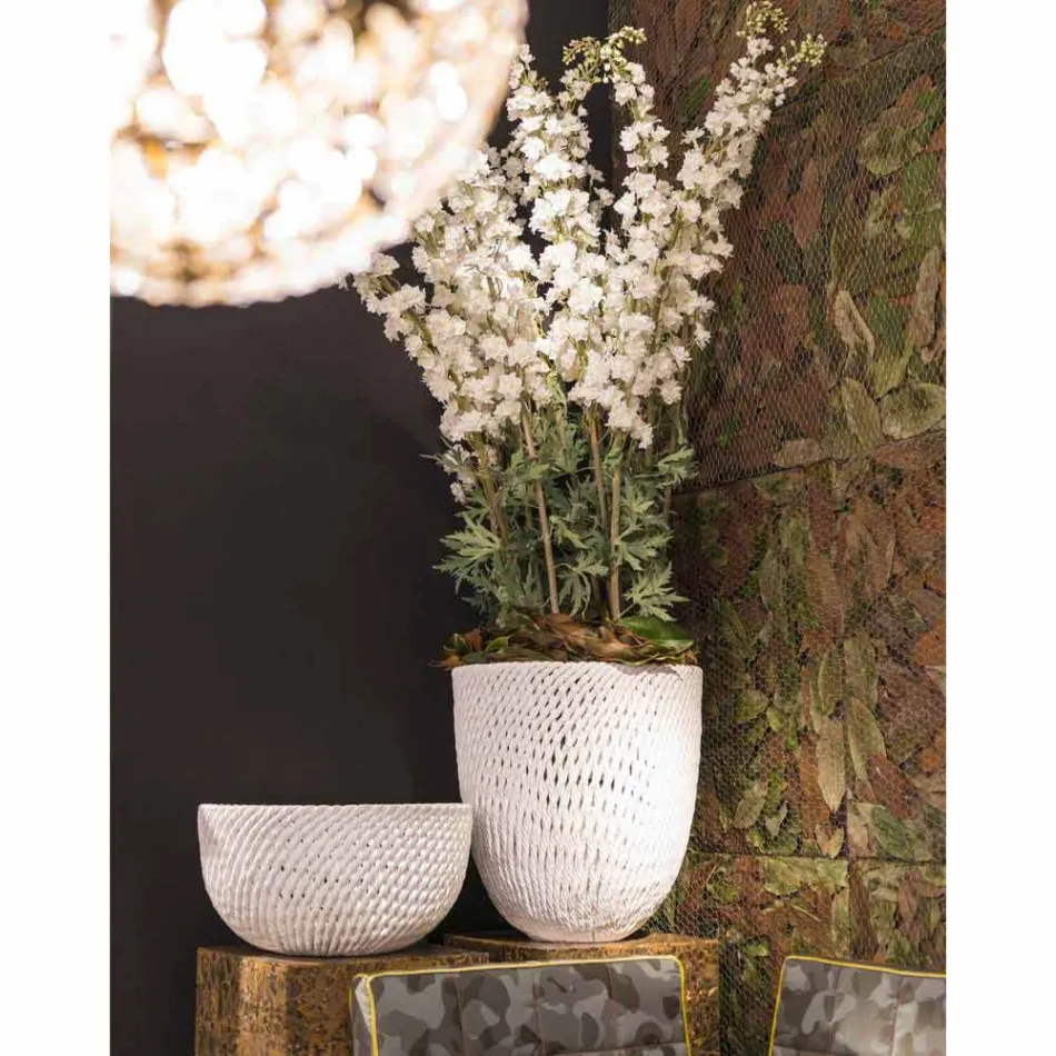 Handmade Ceramic Vase with Woven Weft Made in Italy - Napoleon Viadurini