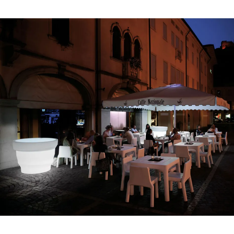 Bright Polyethylene Garden Vase with LED Made in Italy - Poldo Viadurini