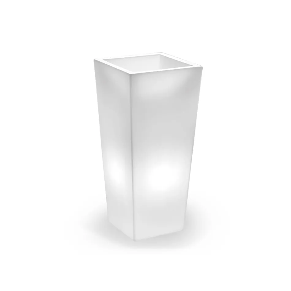 Tall Indoor Illuminated Vase in Pearl Polyethylene Made in Italy - Devid Viadurini