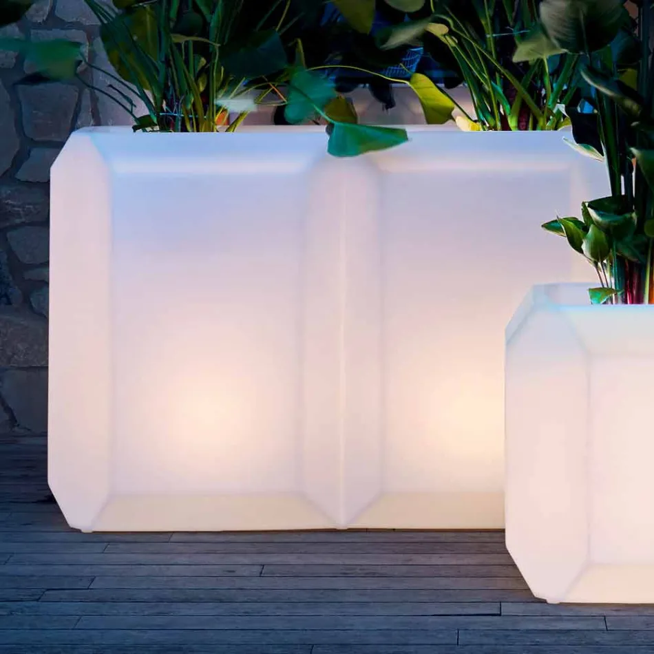 Luminous Vase in Plastic for Outdoor or Indoor, 3 Dimensions - Gem by Myyour Viadurini