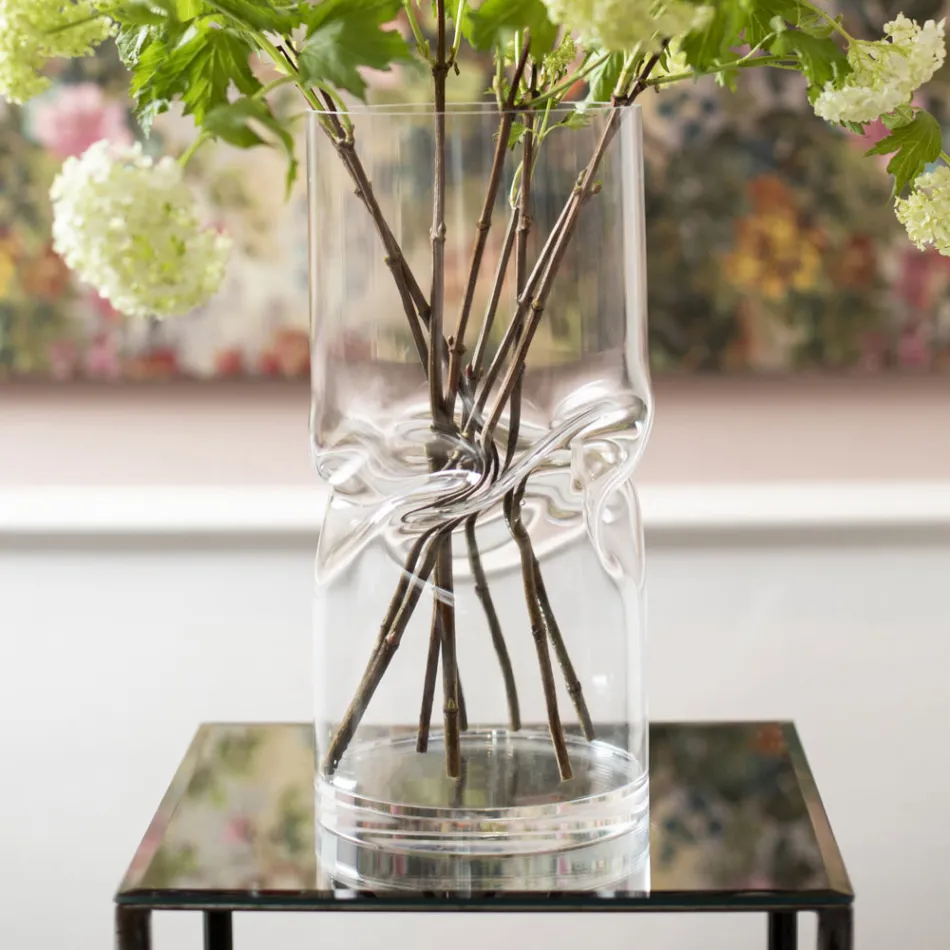Modern Twisted Acrylic Crystal Vase Various Finishes - Cigarette Viadurini