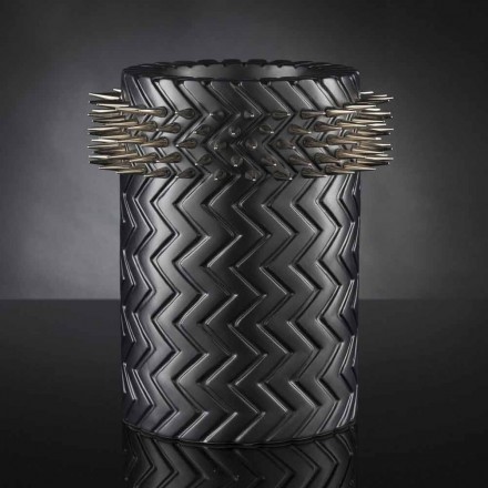Hand Made Matt Black Ceramic Ornamental Vase - Jungle Viadurini
