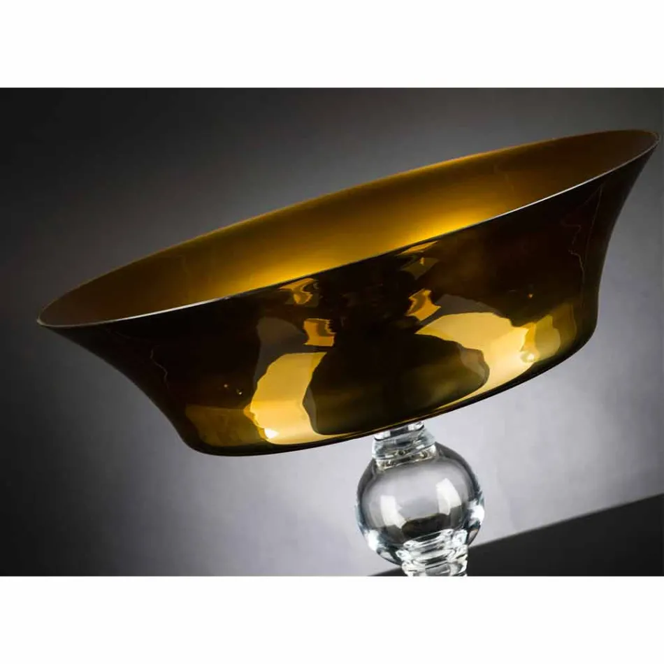 Ornamental Vase in Gold and Transparent Blown Glass Made in Italy - Delfino Viadurini