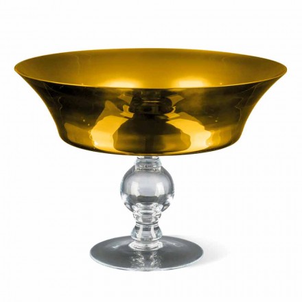 Ornamental Vase in Gold and Transparent Blown Glass Made in Italy - Delfino Viadurini