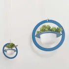 Hanging Flower Vase in Steel and Ceramic Made in Italy - Leotta Viadurini