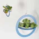 Hanging Flower Vase in Steel and Ceramic Made in Italy - Leotta Viadurini