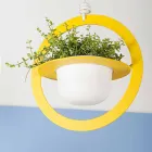 Hanging Flower Vase in Steel and Ceramic Made in Italy - Leotta Viadurini