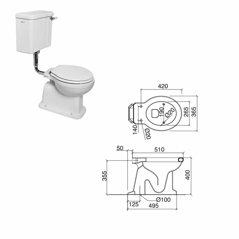 Floor-mounted WC with Ceramic Cassette and Made in Italy Black Seat - Marwa Viadurini
