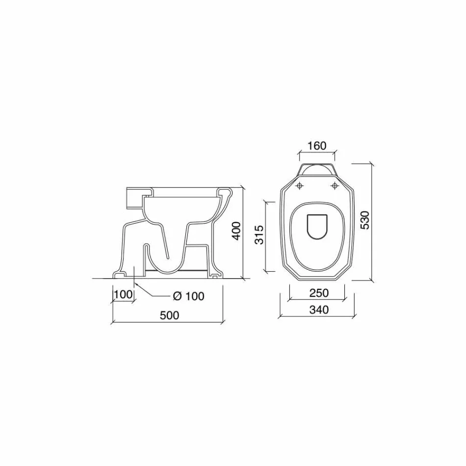 White Ceramic Floor Vase with Black Seat Made in Italy - Nausica Viadurini