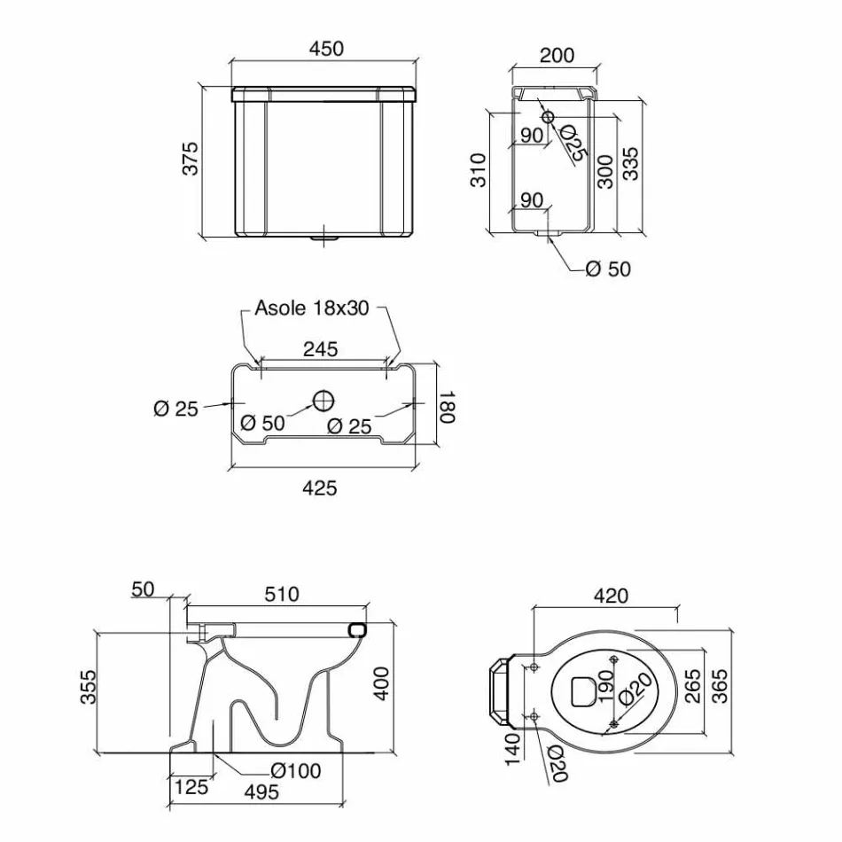 Ceramic Floor Vase with Cassette Made in Italy - Marwa Viadurini