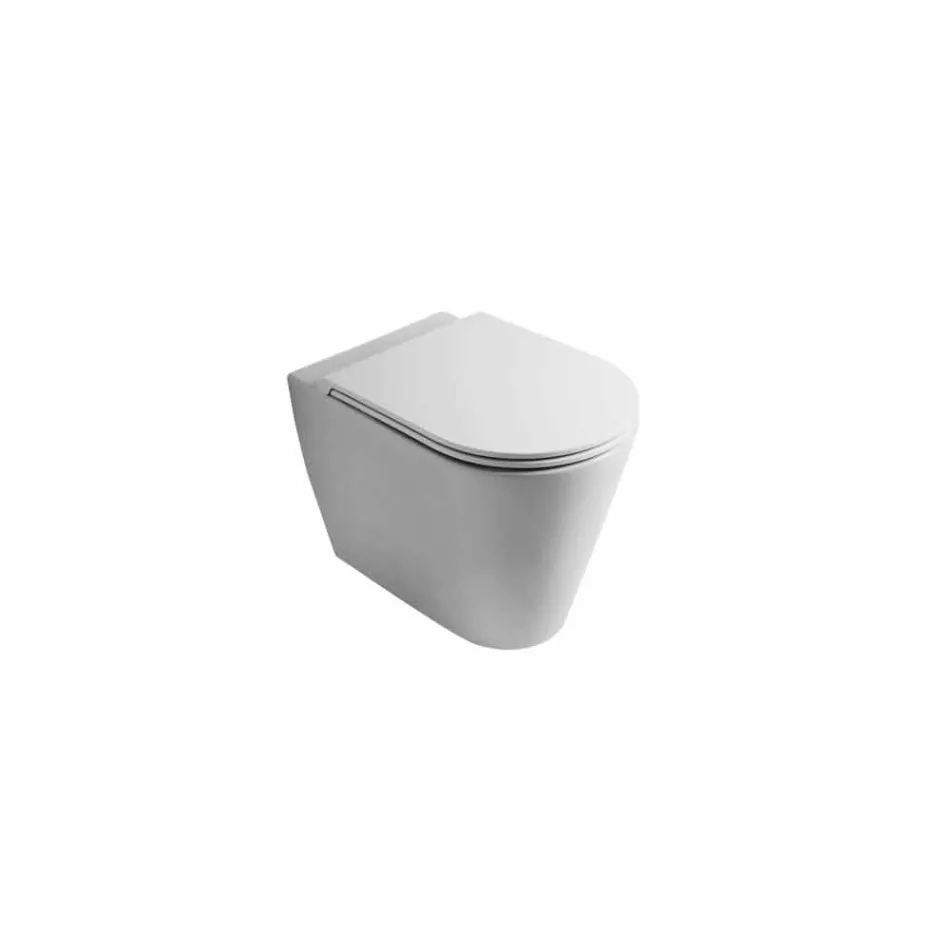 Modern white ceramic toilet bowl Sun Round 57x37 cm made in Italy Viadurini