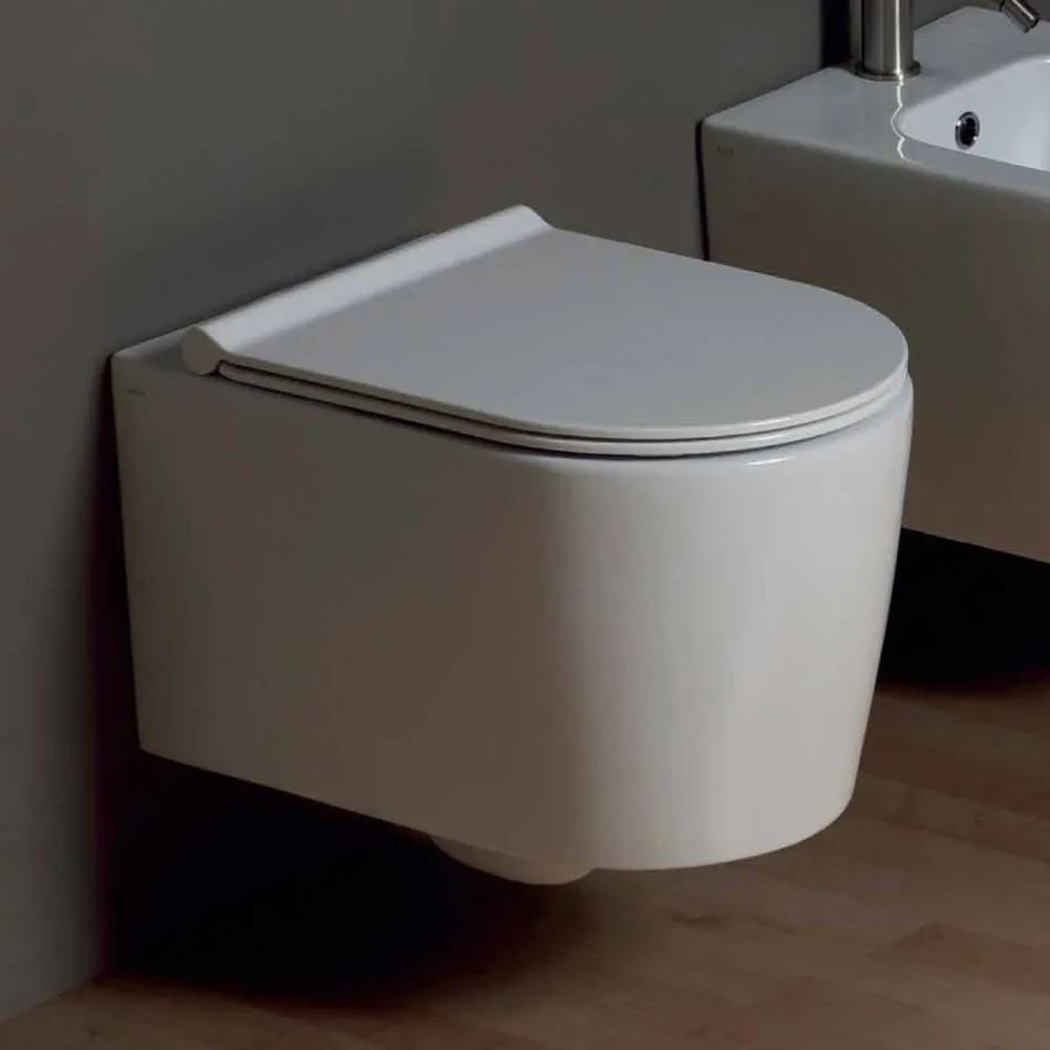Contemporary design wall-hung ceramic toilet bowl Shine Square, made in Italy Viadurini