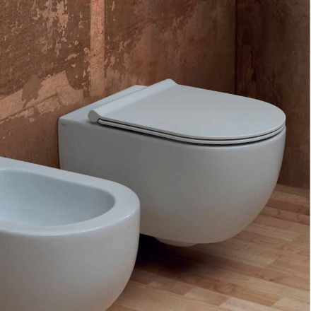 Modern design ceramic wall hung toilet Star 55x35 made in Italy Viadurini