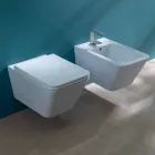 Ceramic wall-hung toilet, modern design, Sun Square made in Italy Viadurini