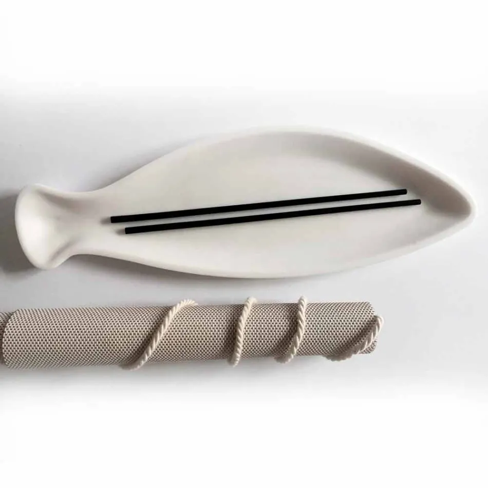 Kitchen Tray in White Carrara Marble Handmade in Italy - Fish Viadurini