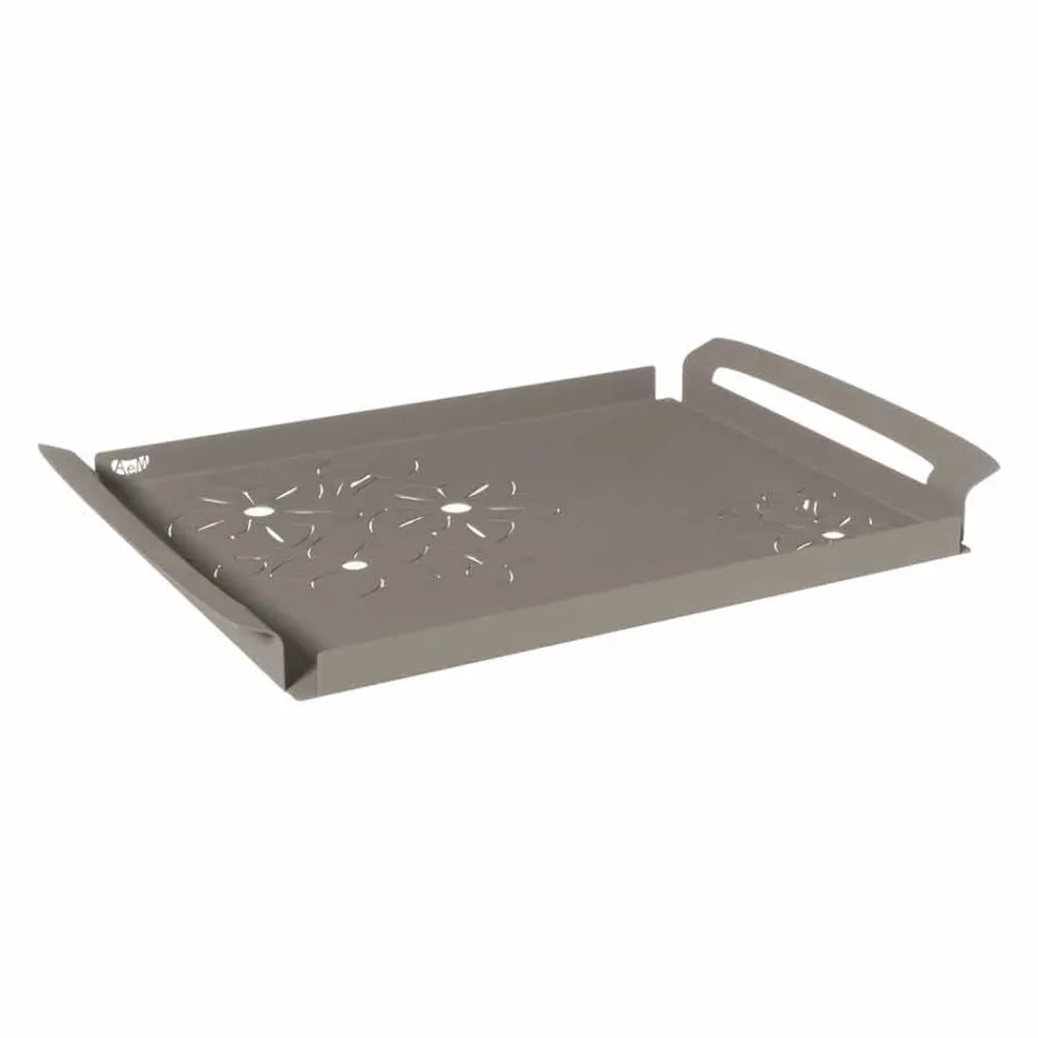 Serving Tray with Flowers in White, Blue or Mud Iron - Marken Viadurini