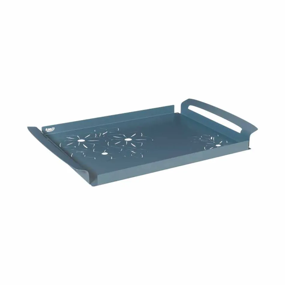 Serving Tray with Flowers in White, Blue or Mud Iron - Marken Viadurini