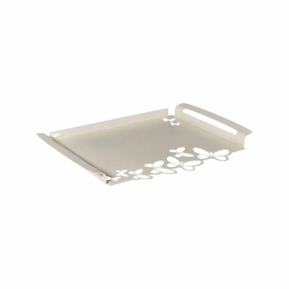 White, Beige or Ivory Iron Design Serving Tray Made in Italy - Leiden Viadurini