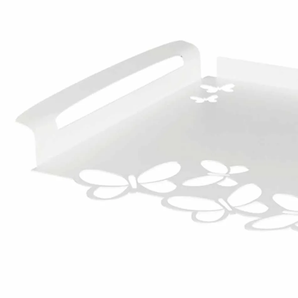 White, Beige or Ivory Iron Design Serving Tray Made in Italy - Leiden Viadurini