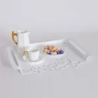White, Beige or Ivory Iron Design Serving Tray Made in Italy - Leiden Viadurini