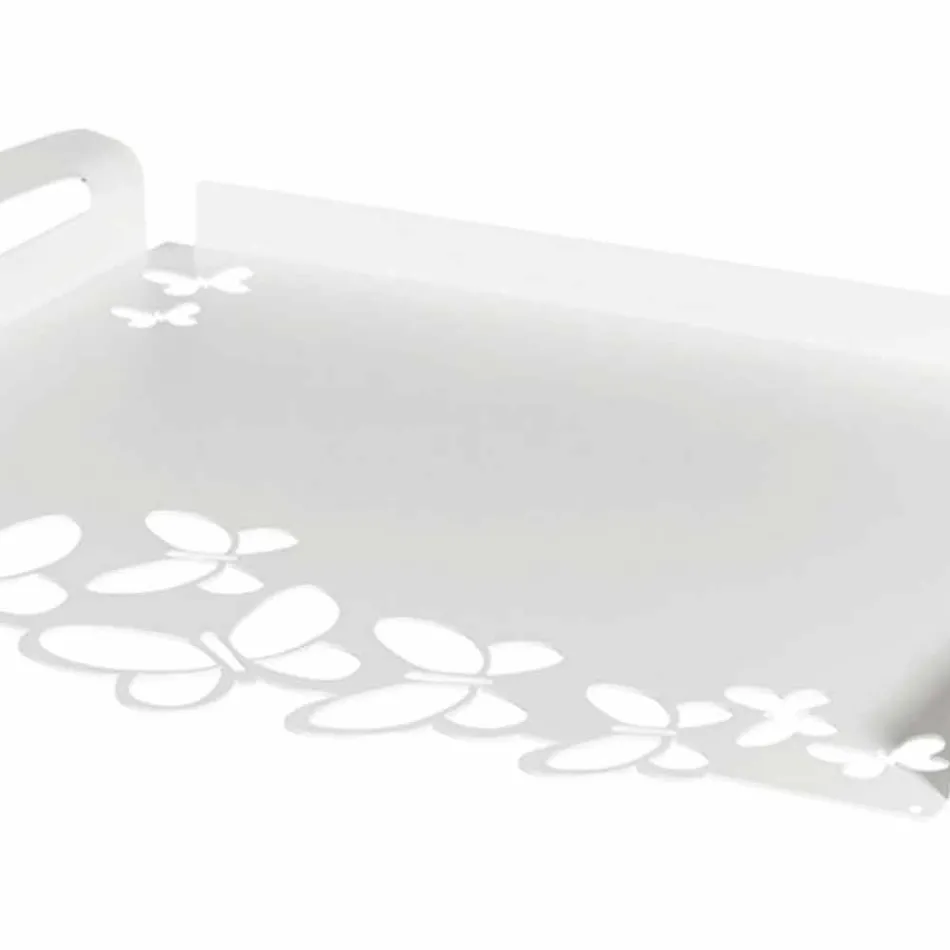 White, Beige or Ivory Iron Design Serving Tray Made in Italy - Leiden Viadurini