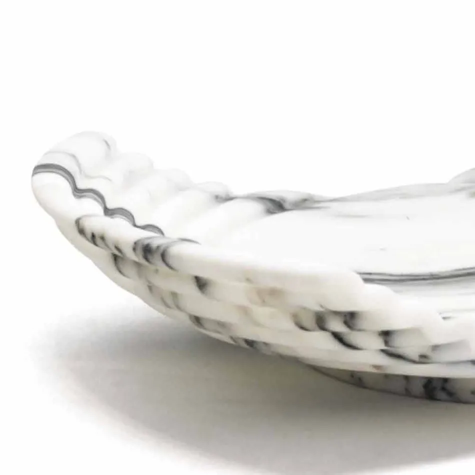 Curved Decorative Tray in Arabescato Marble Made in Italy - Clifton Viadurini