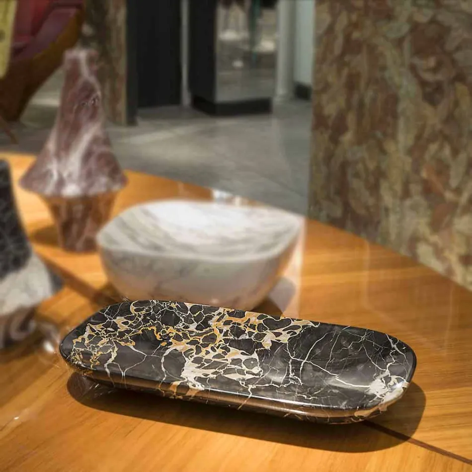 Elegant Tray in Portoro Marble Made in Italy - Ethereal Viadurini