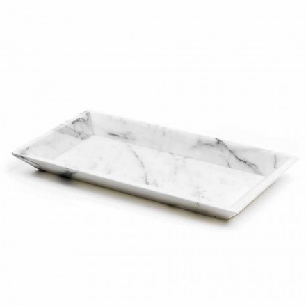 Rectangular Tray in White Carrara Marble Made in Italy - Vassili Viadurini
