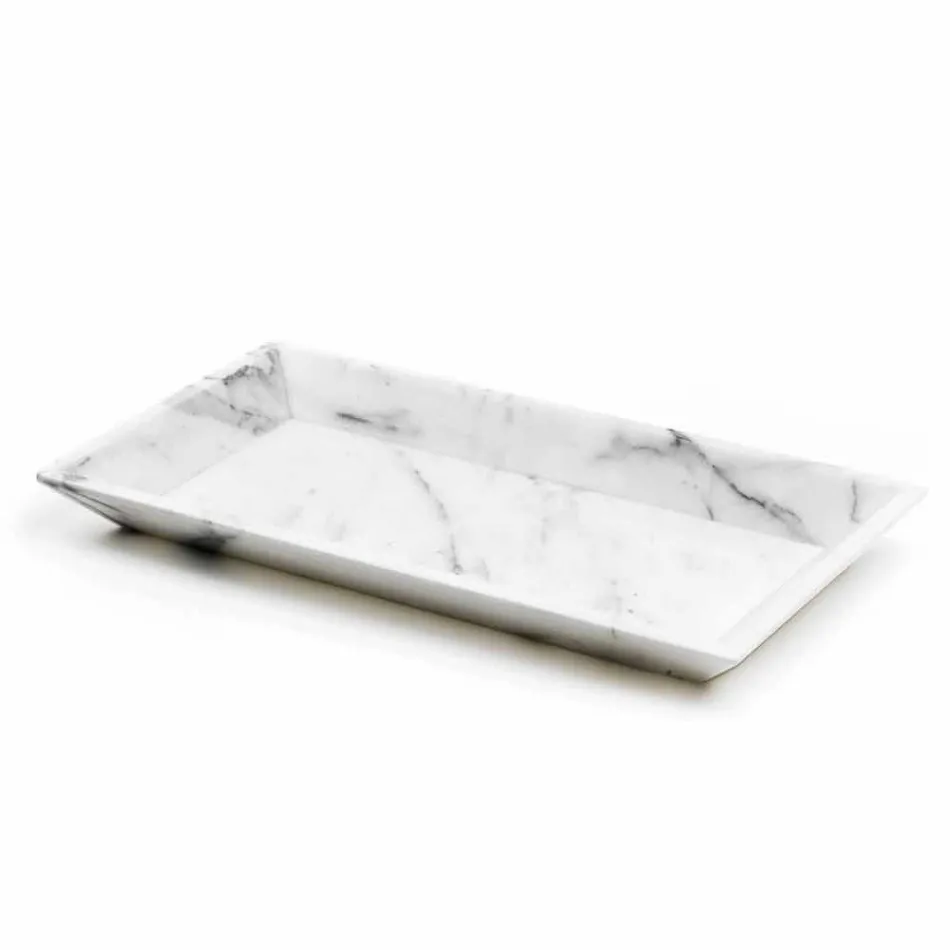 Rectangular Tray in White Carrara Marble Made in Italy - Vassili Viadurini