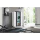 Showcase 3 Doors Living Room White and Anthracite Wood, Cement or Maple - Therese Viadurini