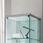 Column Showcase in Transparent Glass with Right or Left Knob - Antonia Viadurini