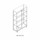 Wall Showcase in Glass and White Wood, Wheels and Illuminated Shelves - Armilla Viadurini