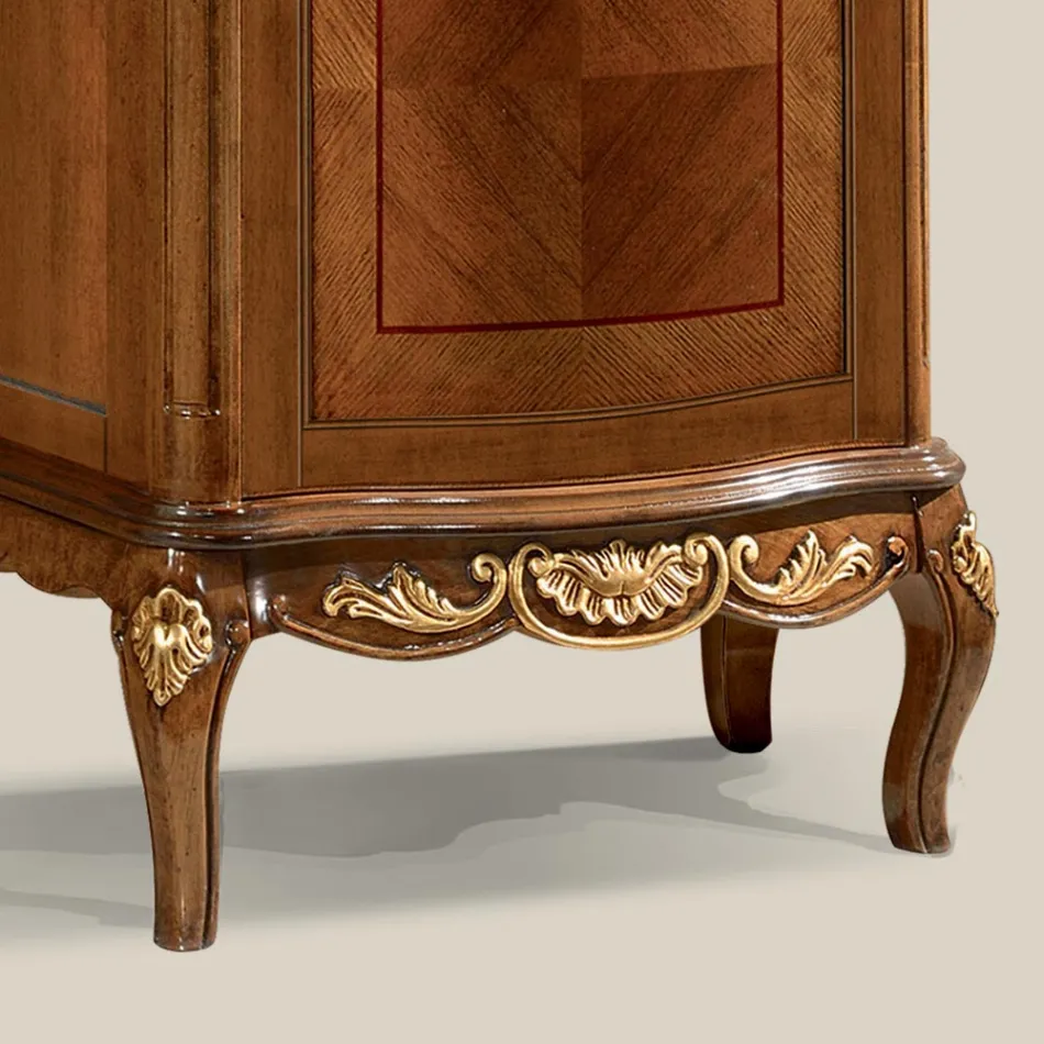 Classic Showcase in White Walnut or Moka Wood Made in Italy - Chantilly Viadurini