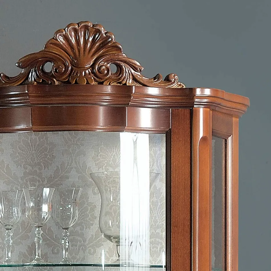 Living Room Display Cabinet 1 Door and 2 Wooden Drawers Made in Italy - Leonor Viadurini