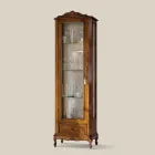 Classic Living Room Showcase in Walnut Wood 1 Door Made in Italy - Ronald Viadurini