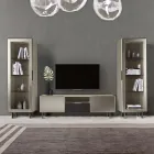 Living room display cabinet with 1 door in MDF, nickel finish, Made in Italy - Hilde Viadurini
