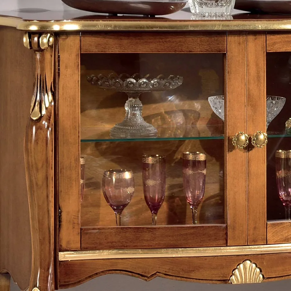 Living Room Showcase 2 Doors in Walnut or White Wood Made in Italy - London Viadurini