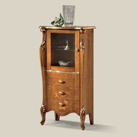 Living Room Showcase with 1 Glass Door and 3 Drawers Made in Italy - London Viadurini