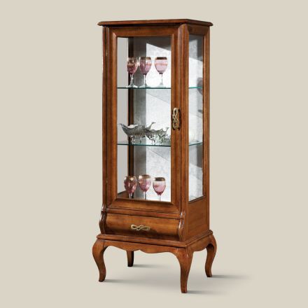 Luxury Living Room Showcase in Classic Walnut Wood Made in Italy - Hastings Viadurini